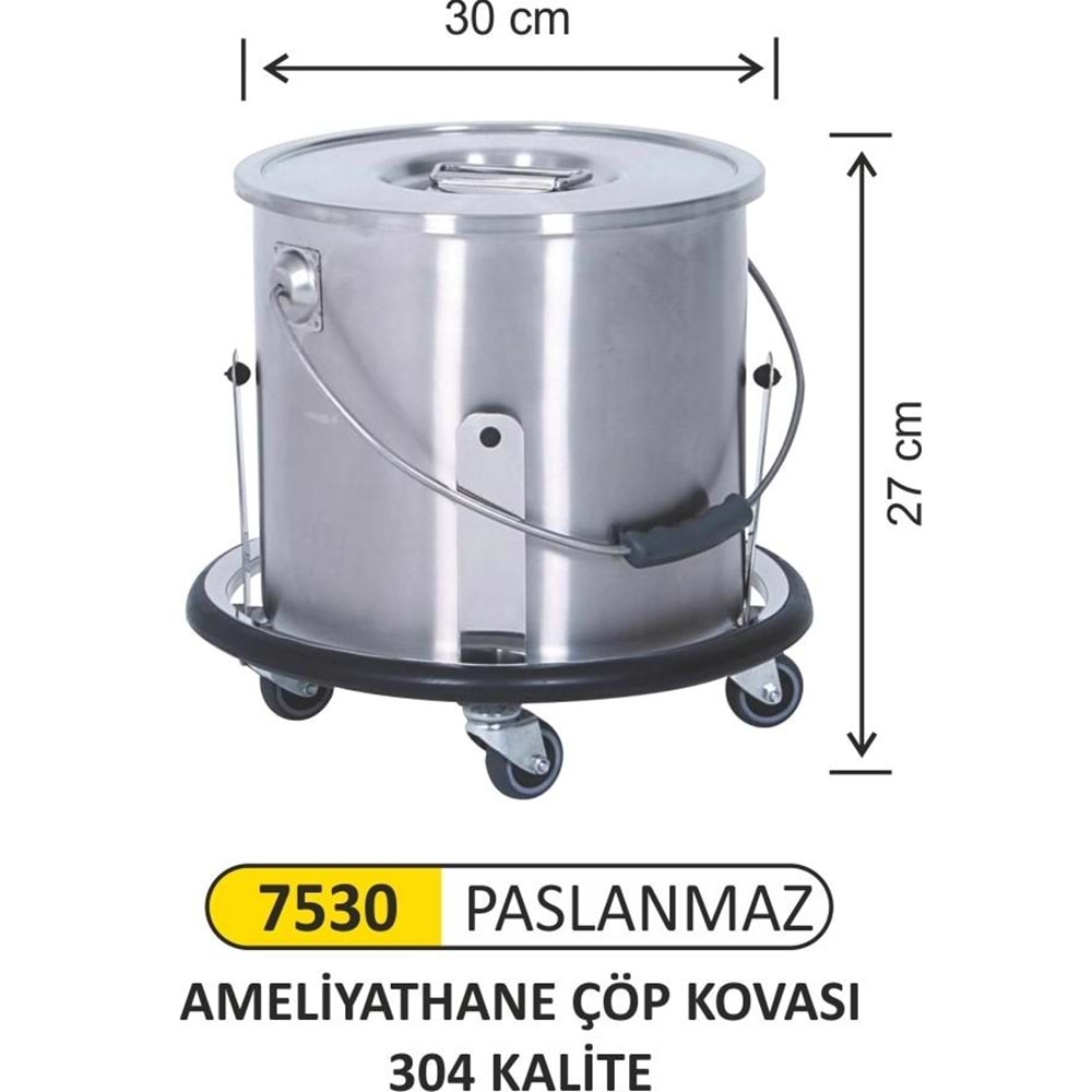 ARI METAL AMELİYATHANE ÇÖP KOVASI PASLANMAZ 7530