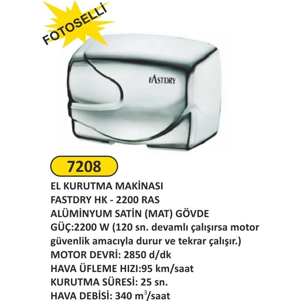 ARI METAL FOTOSELLİ EL KURUTMA MAKİNASI FASTDRY 2200 RAS 7208