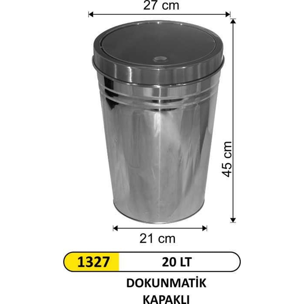 ARI METAL DOKUNMATİK KAPAKLI KONİK ÇÖP KOVASI 20LT 1327