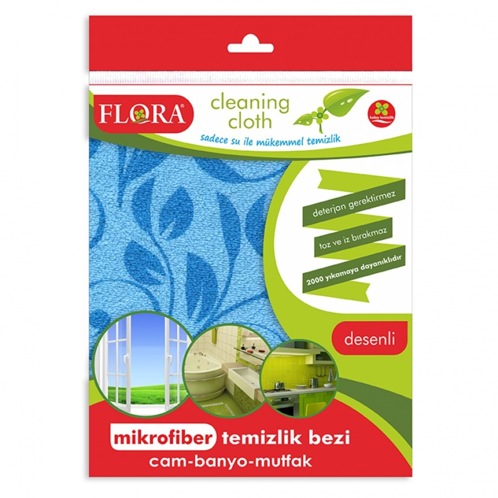 FLORA MİKROFİBER BEZ DESENLİ 40X40CM(CAM-BANYO-MUTFAK)F197