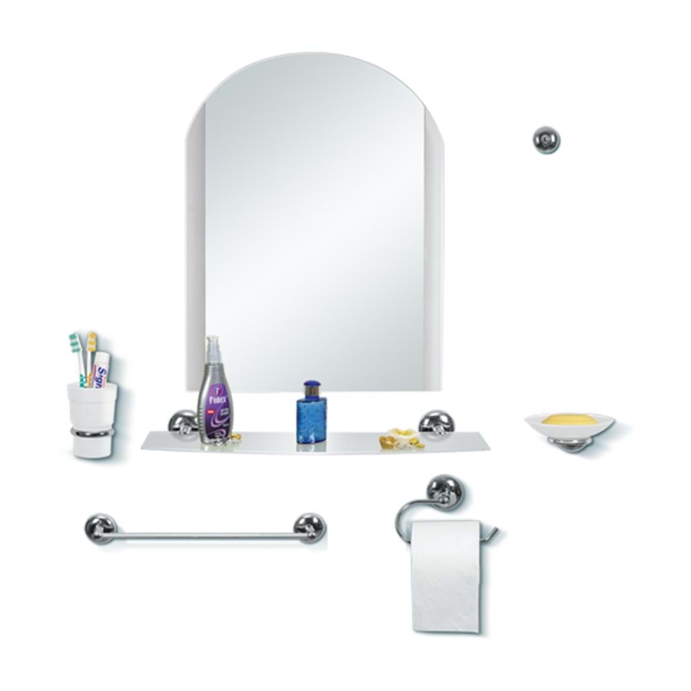 ÇELİK AYNA BİZOTELİ KROM ORKİDE AYNA SET 43 CM X 50 CM X 60 CM 781